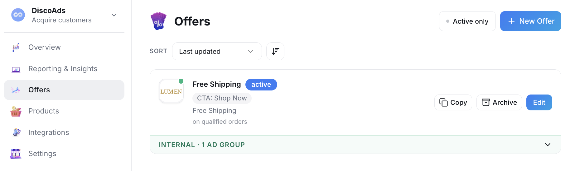 An active offer in your Offers list
